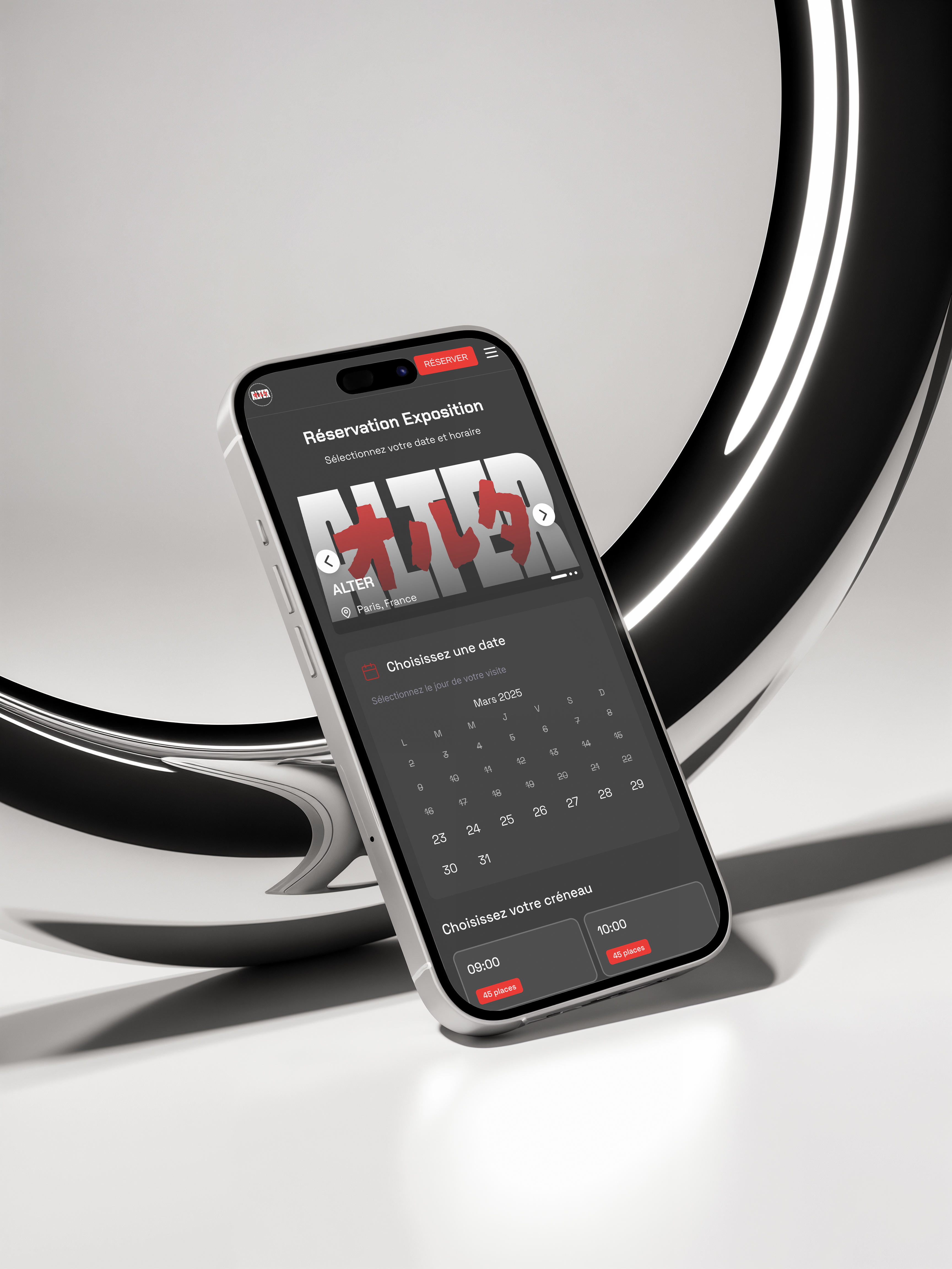 Page de réservation mobile